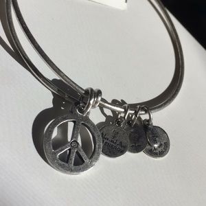 Alex&Ani silver charm bracelet. World peace charm.
